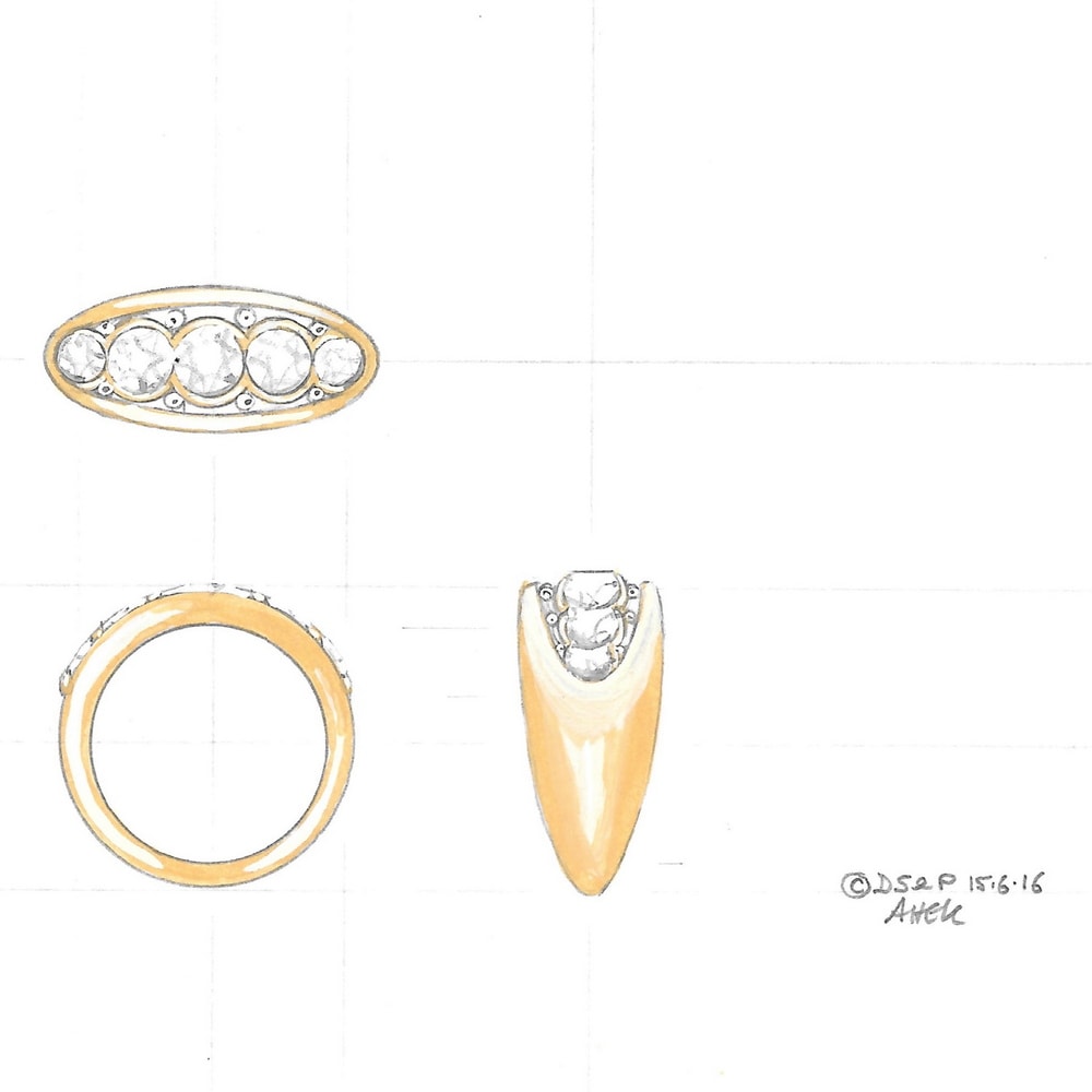 Design for re-mounting old diamond engagement ring