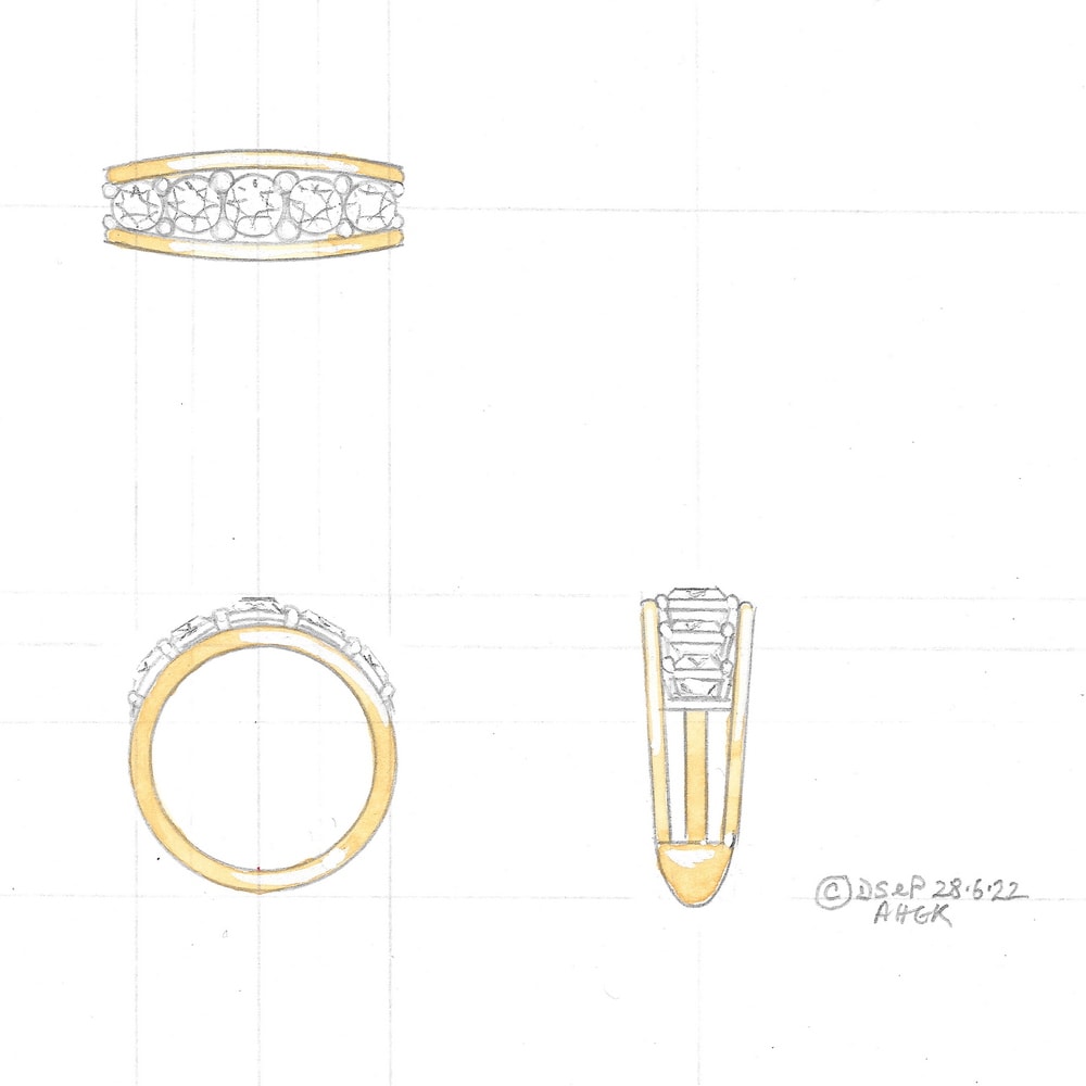 Design for five stone diamond ring