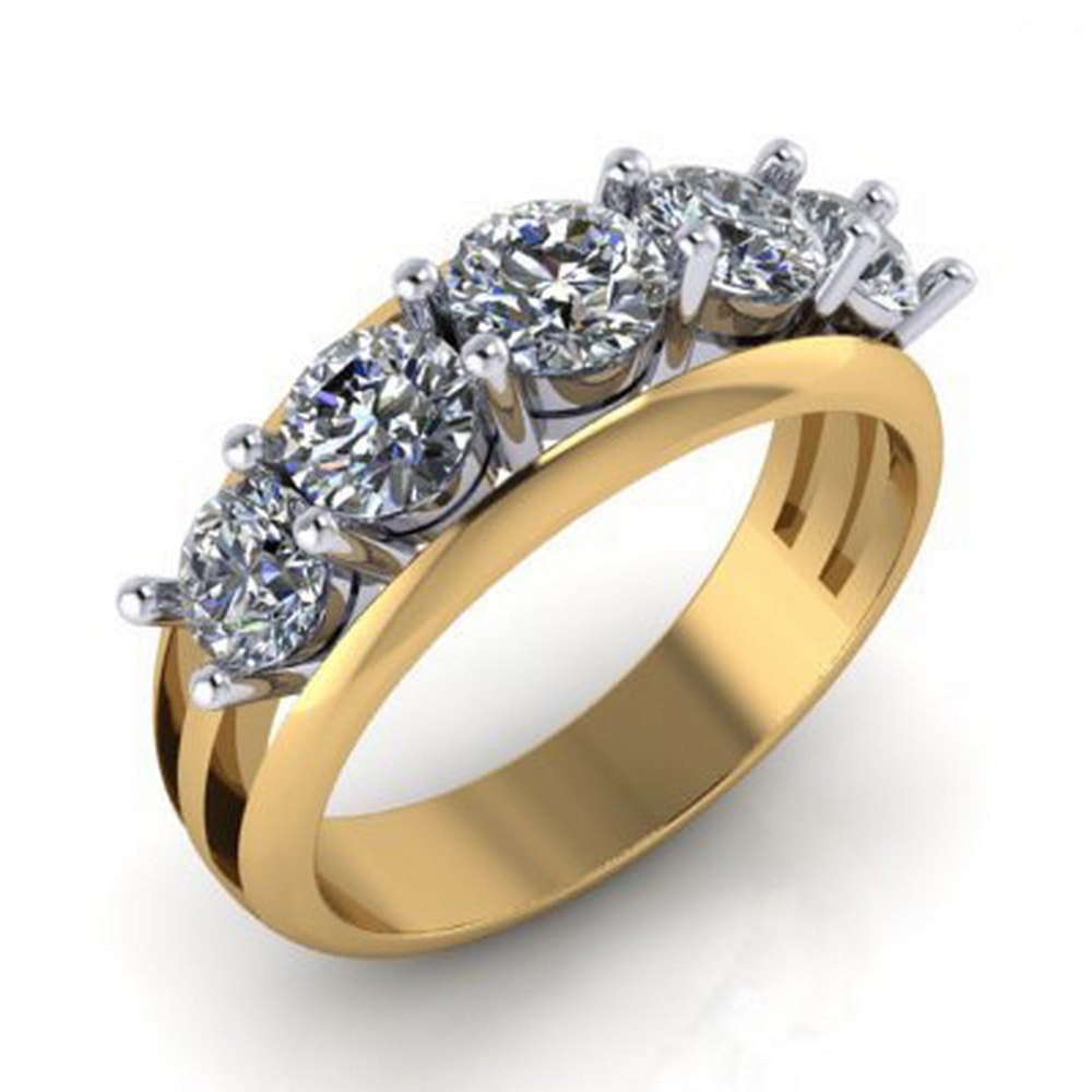CAD design for 5 stone diamond ring
