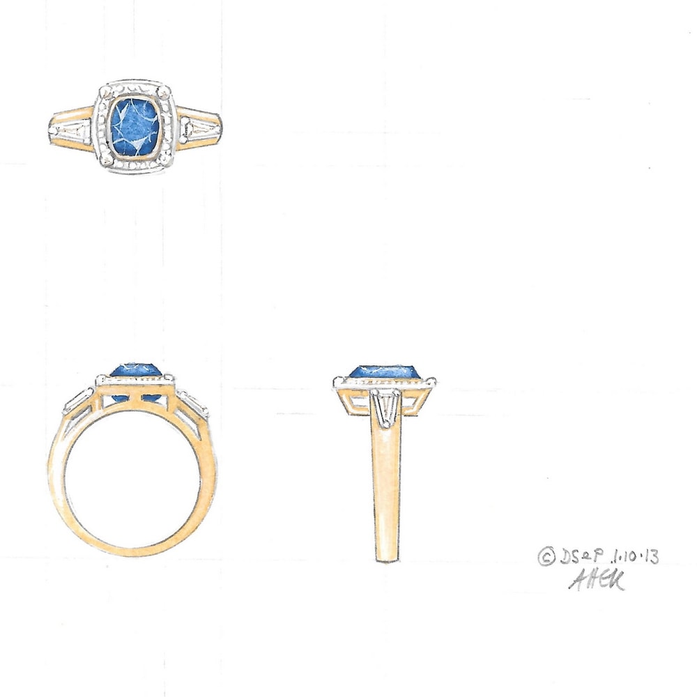 Sapphire & Diamond Cluster Engagement ring