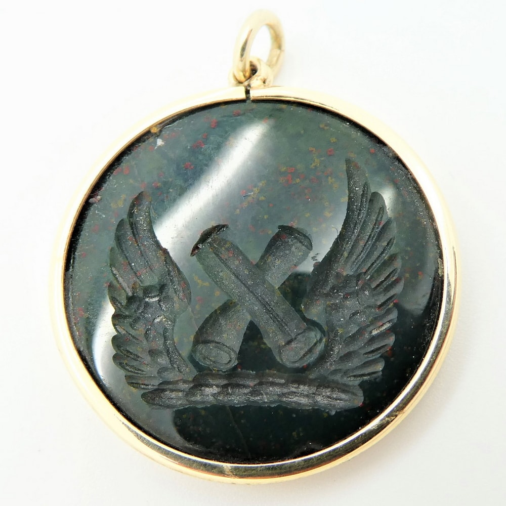 Family crest seal engraved Bloodstone pendant