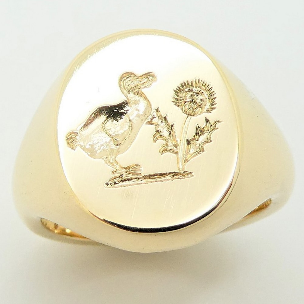 Bespoke crest design gold seal engraved signet ring