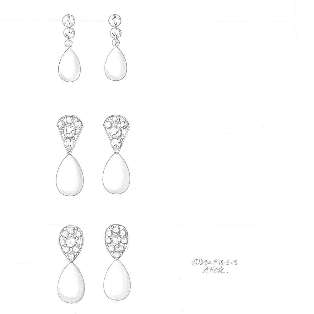 Diamond & pearl drop earrings designs