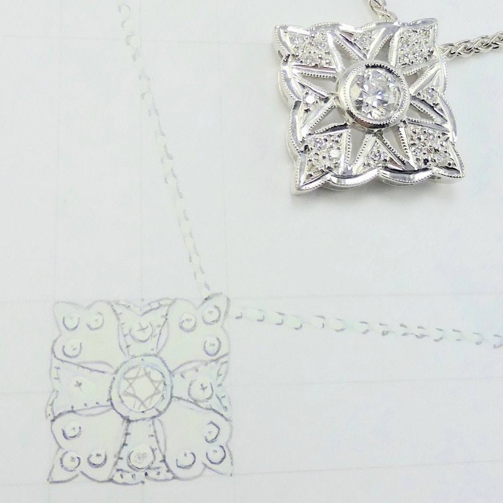 Diamond pendant in white gold