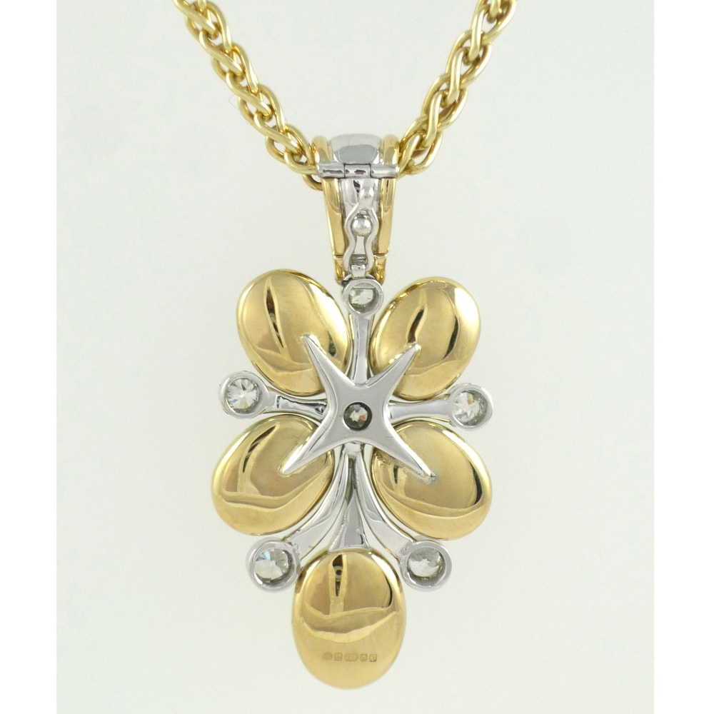 Emerald and diamond pendant reverse aspect