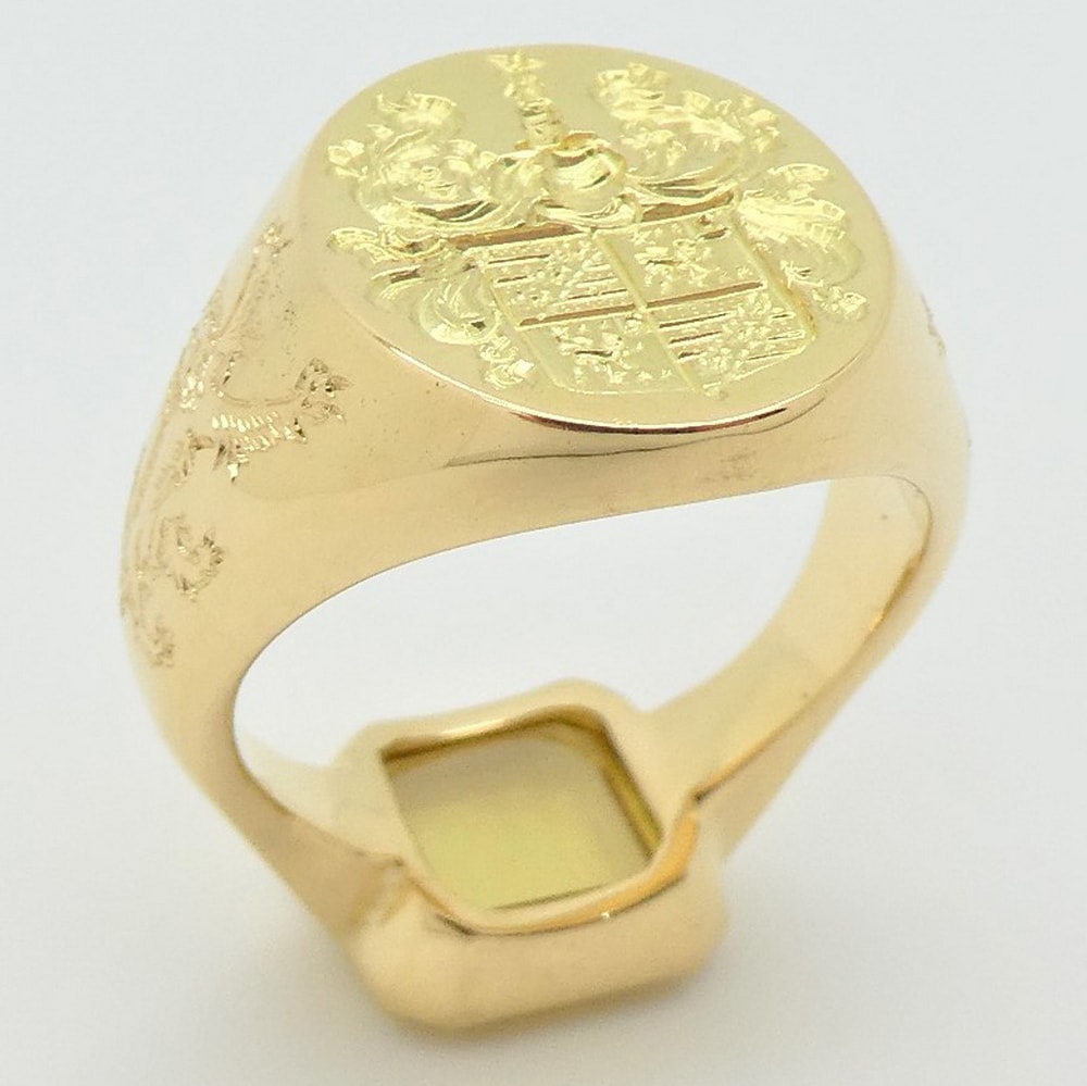 Bespoke seal engraved gem set signet ring