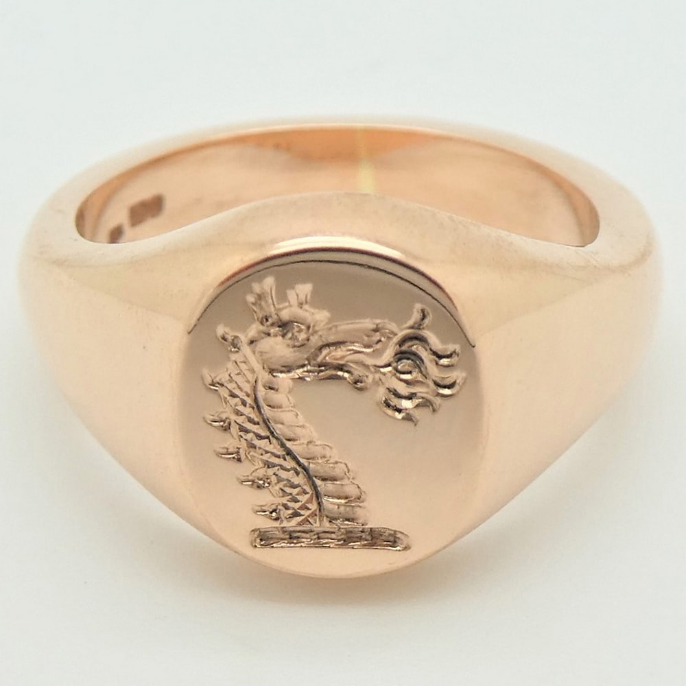 Ladies seal engraved rose gold signet ring