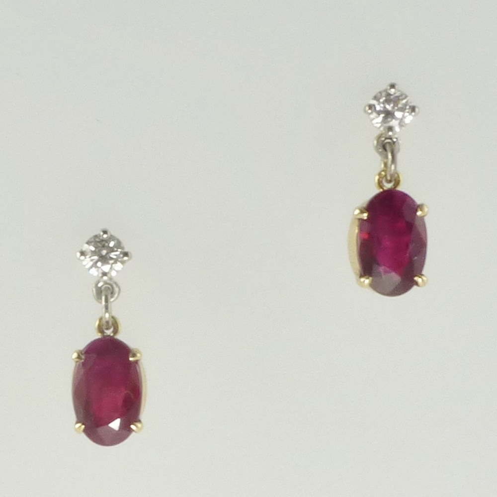Diamond & ruby drop earrings