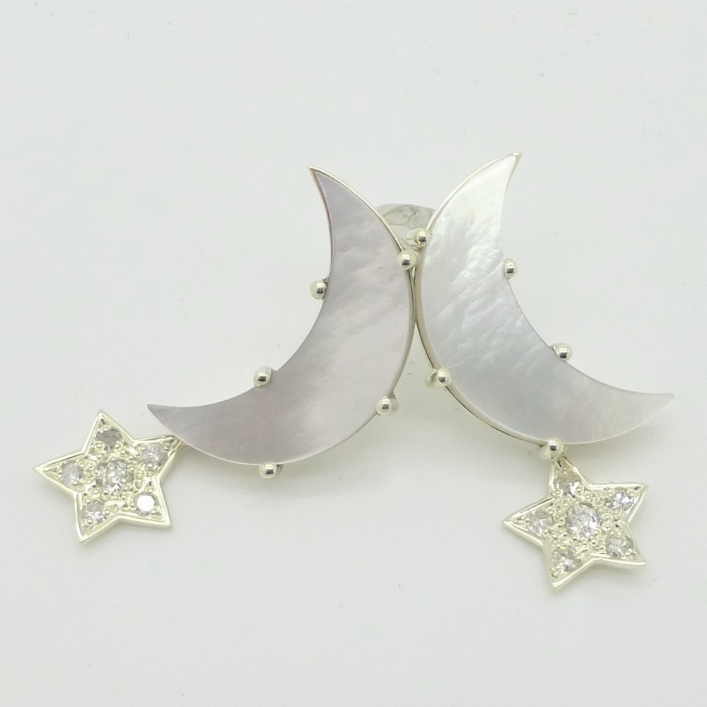 Mother of pearl and diamond bespoke earrings