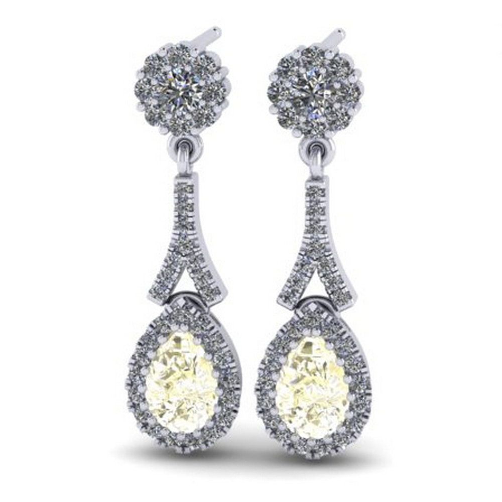Diamond earrings with yellow diamond set drops