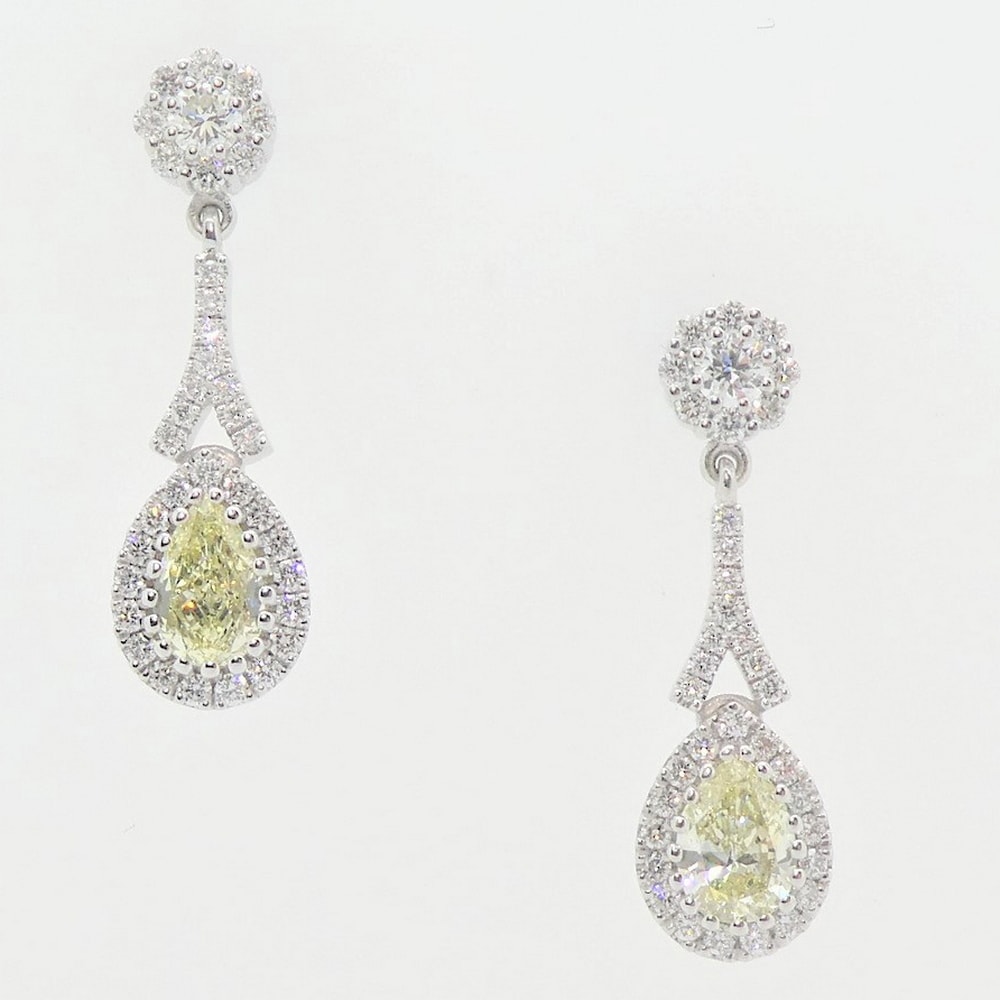 Yellow & white diamond drop earrings