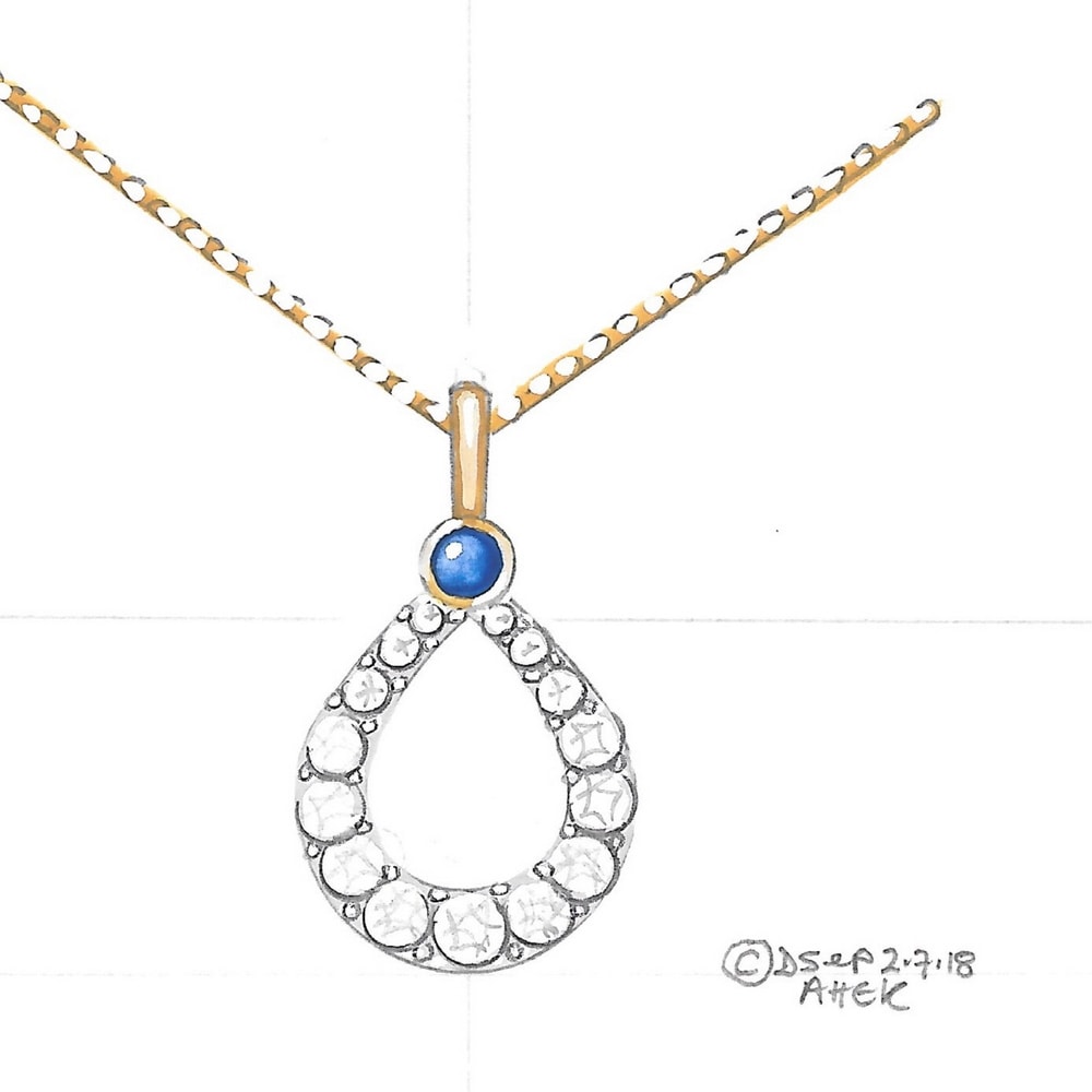 Design drawing diamond pendant