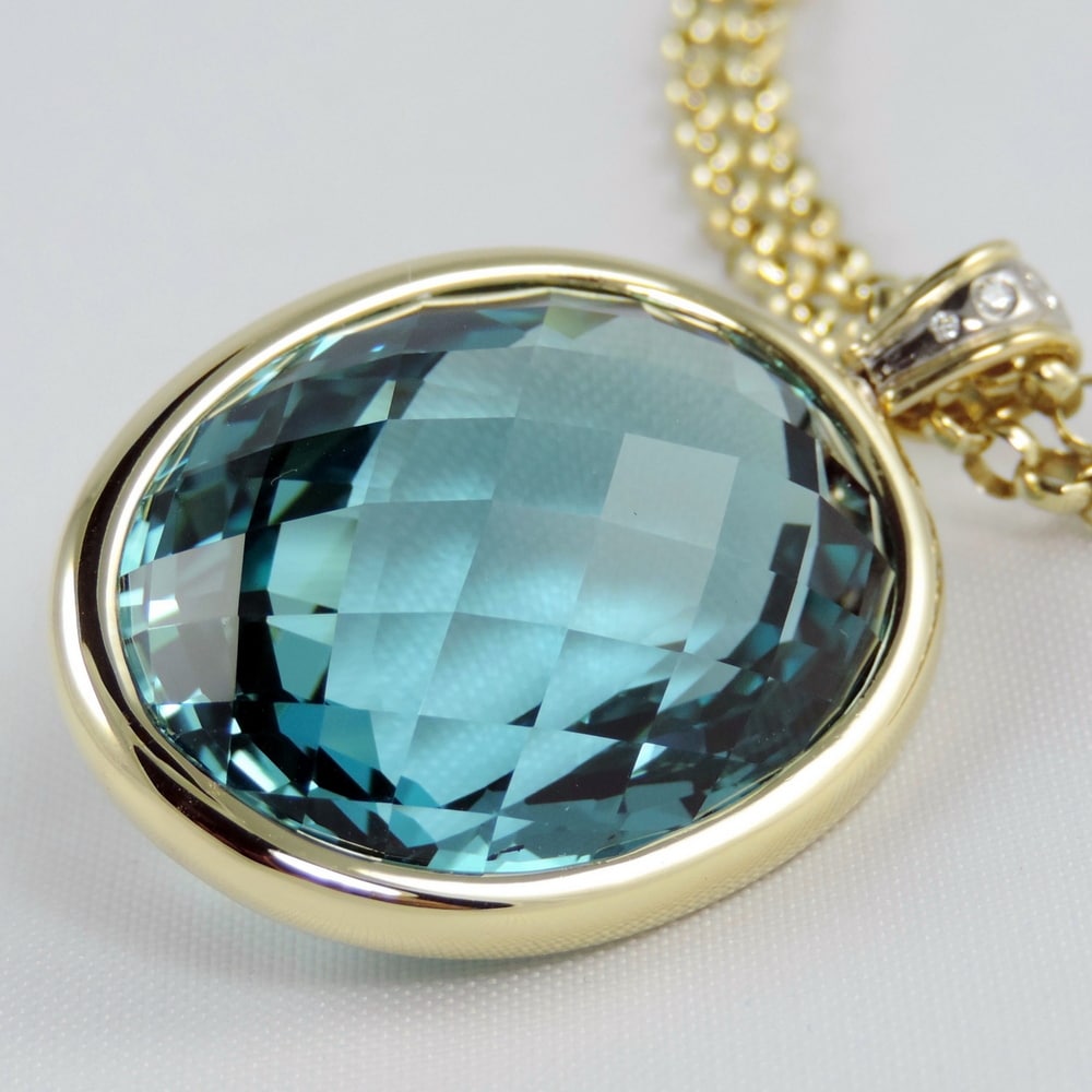 Spectacle set blue topaz pendant