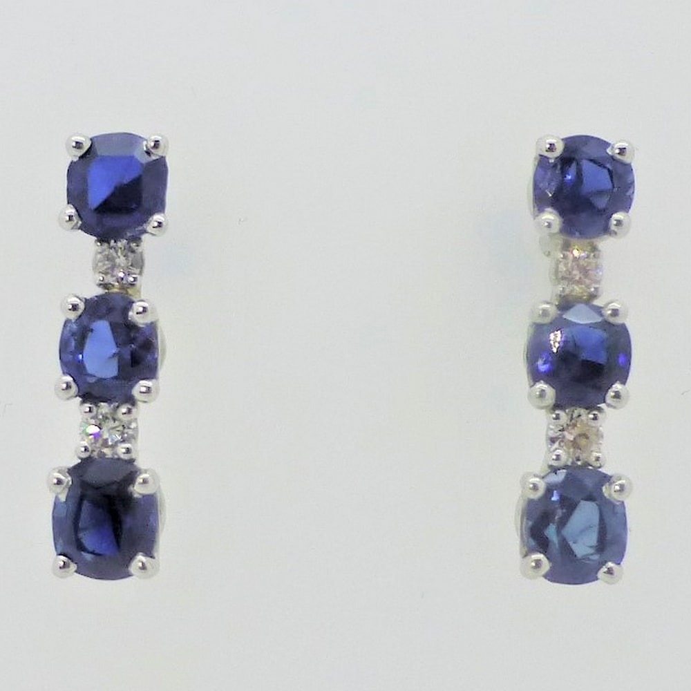 Sapphire & diamond drop earrings white gold