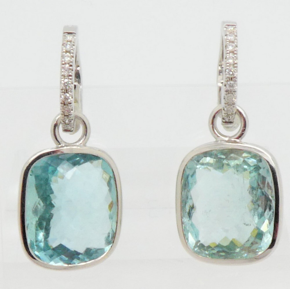 Diamond & aquamarine drop earrings