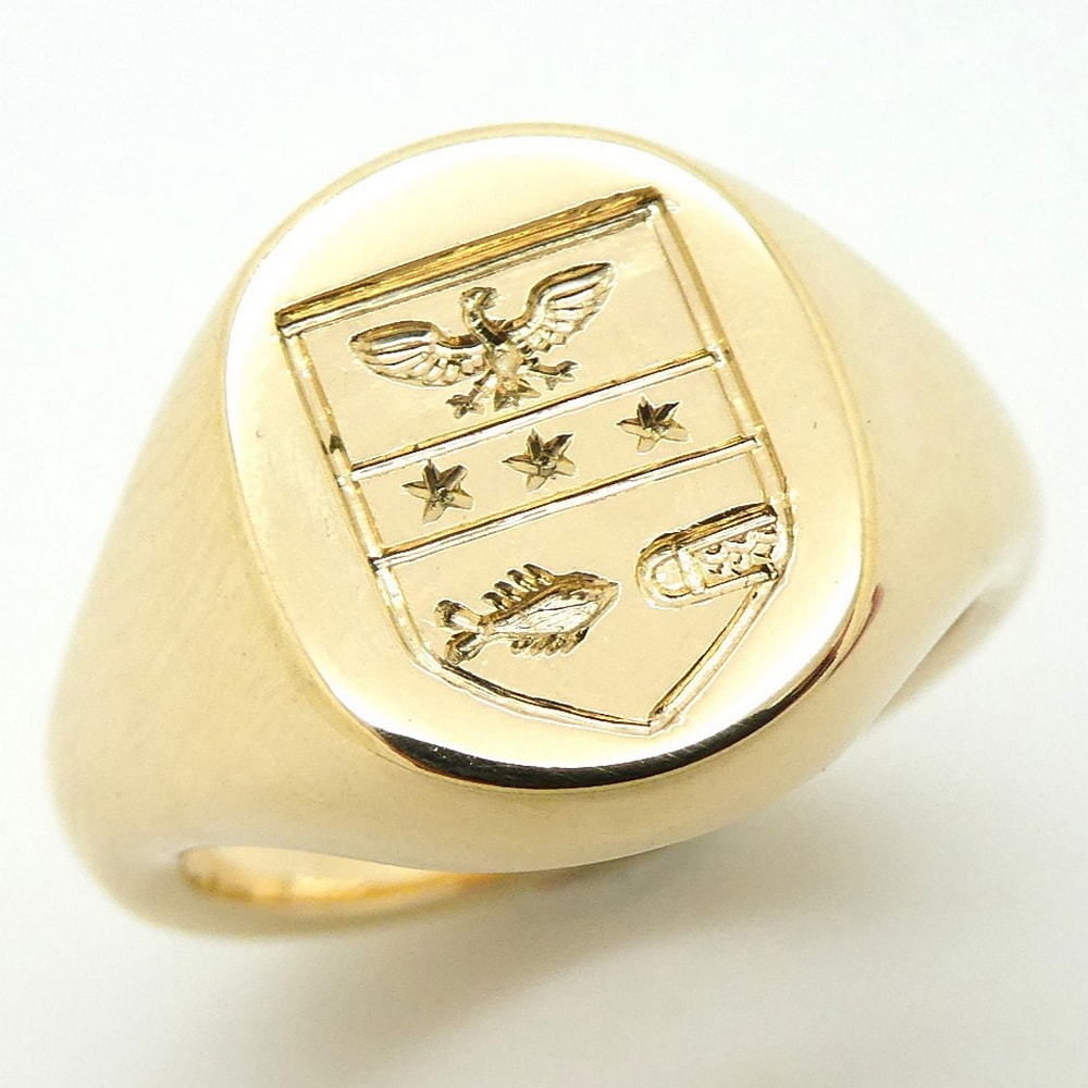 Signet ring with shield seal engraved