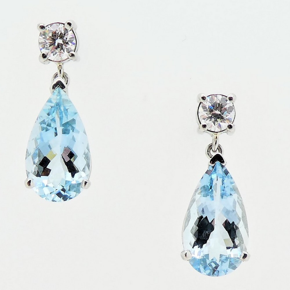 Diamond & aquamarine drop earrings