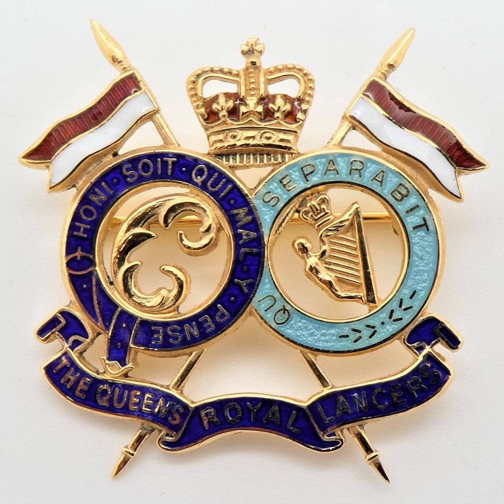 16th/5th Lancers Sweetheart regimental brooch gold and enamel