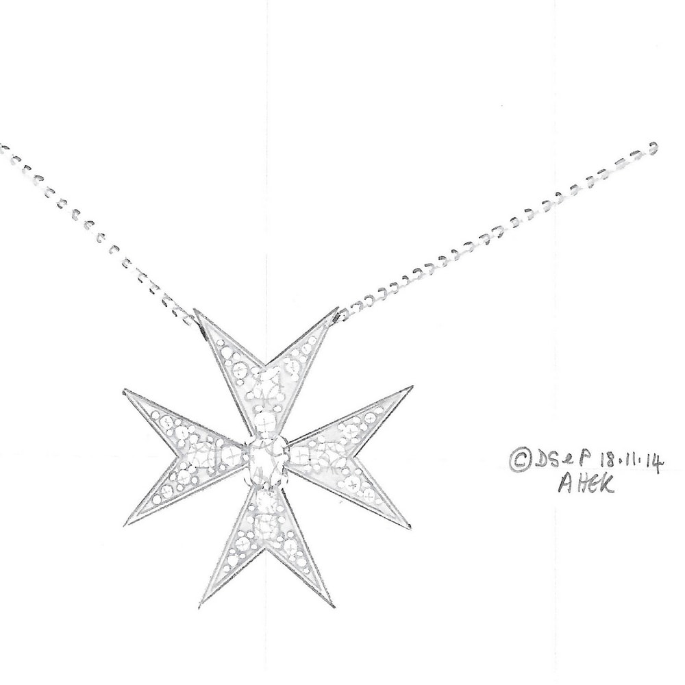 Design for Knights of Malta diamond set pendant
