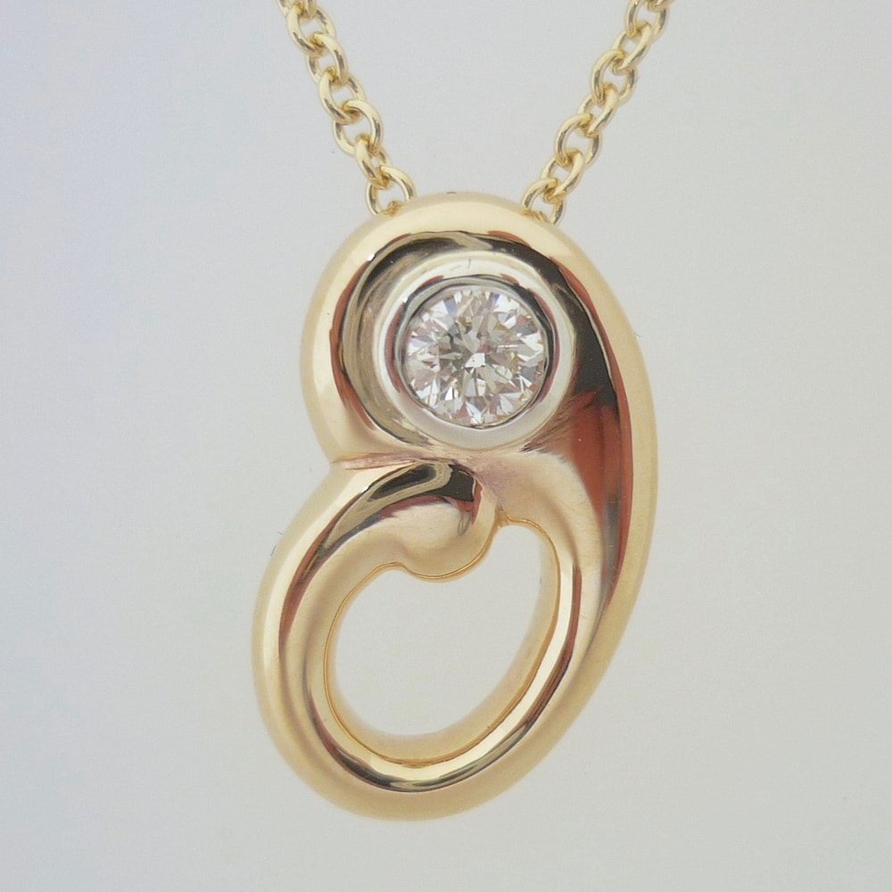 Yellow gold diamond initial pendant