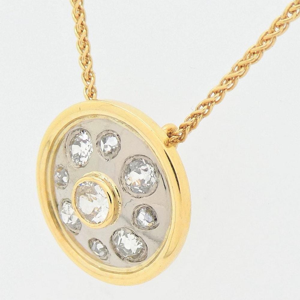 Diamond 2 colour gold pendant