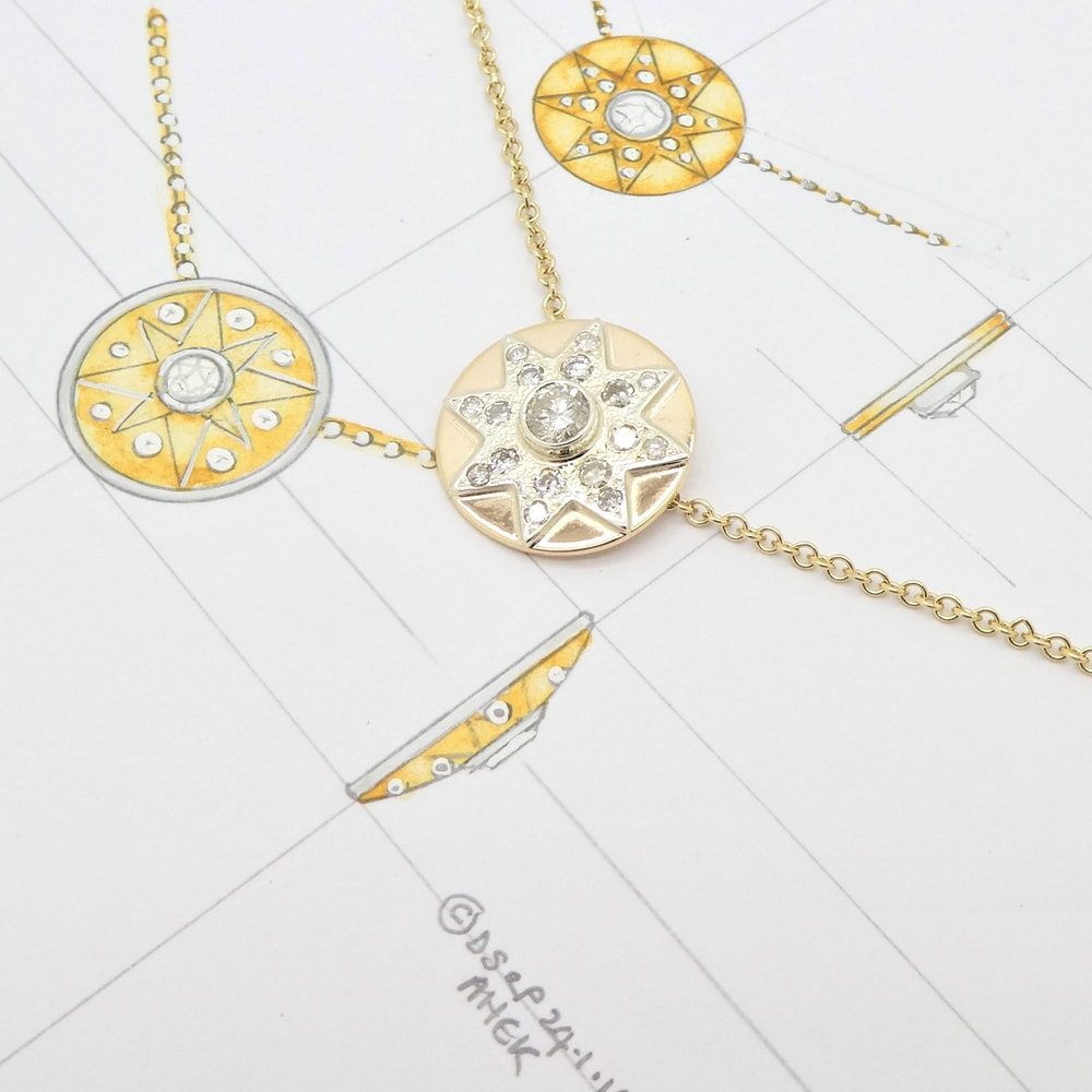 Diamond pendant in 2 colour gold