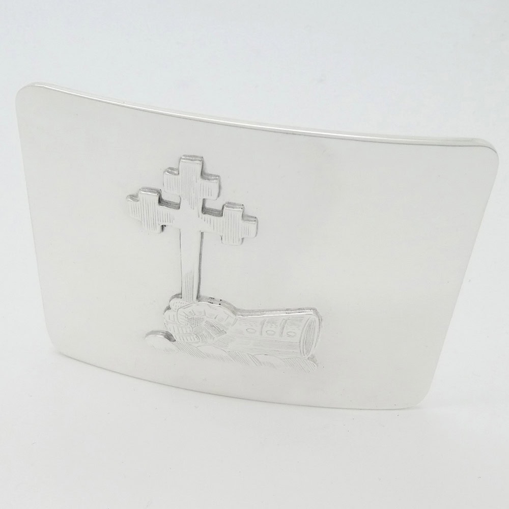 Silver Belt Buckle with applied crest for Scottish Highland dress