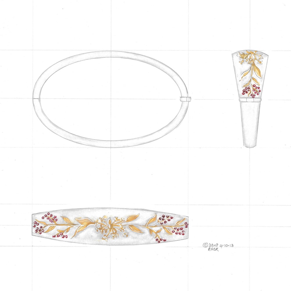 Design for ornate silver bangle