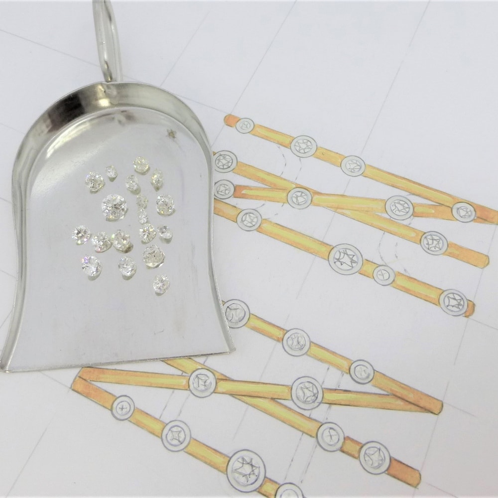 Design for diamond set cuff bangle
