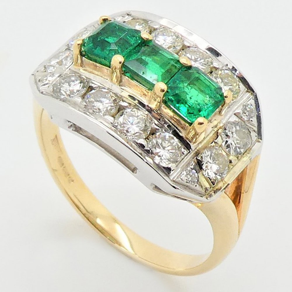 Bespoke re-modelled emerald & diamond dress ring