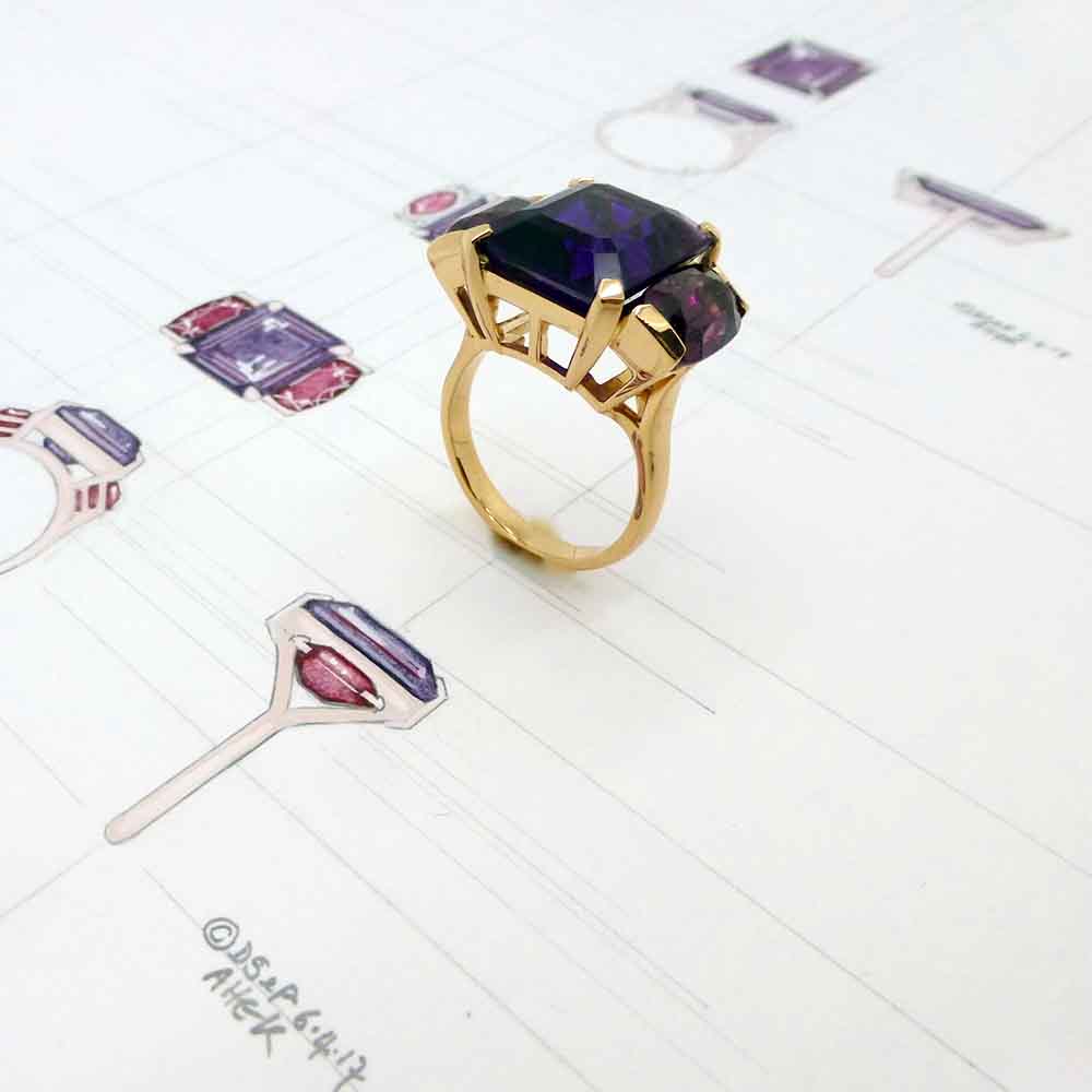 Amethyst & garnet dress ring