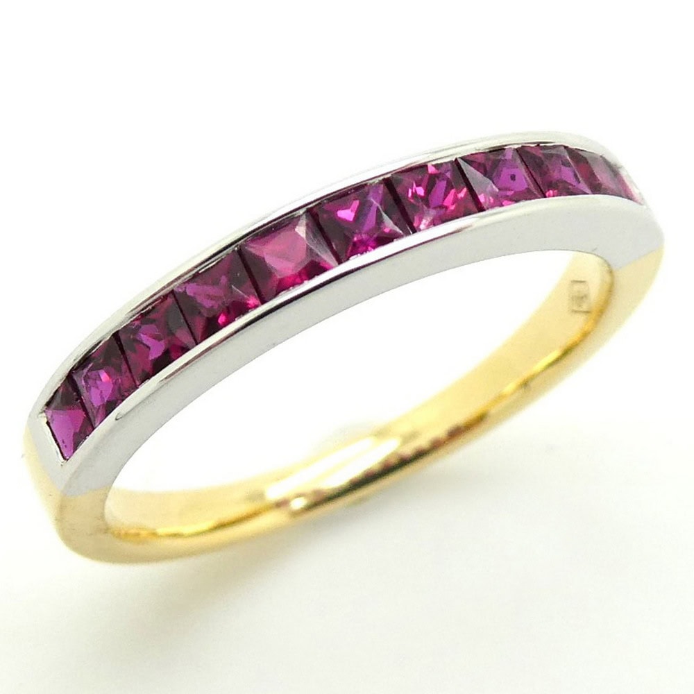 Ruby eternity ring white gold channel set