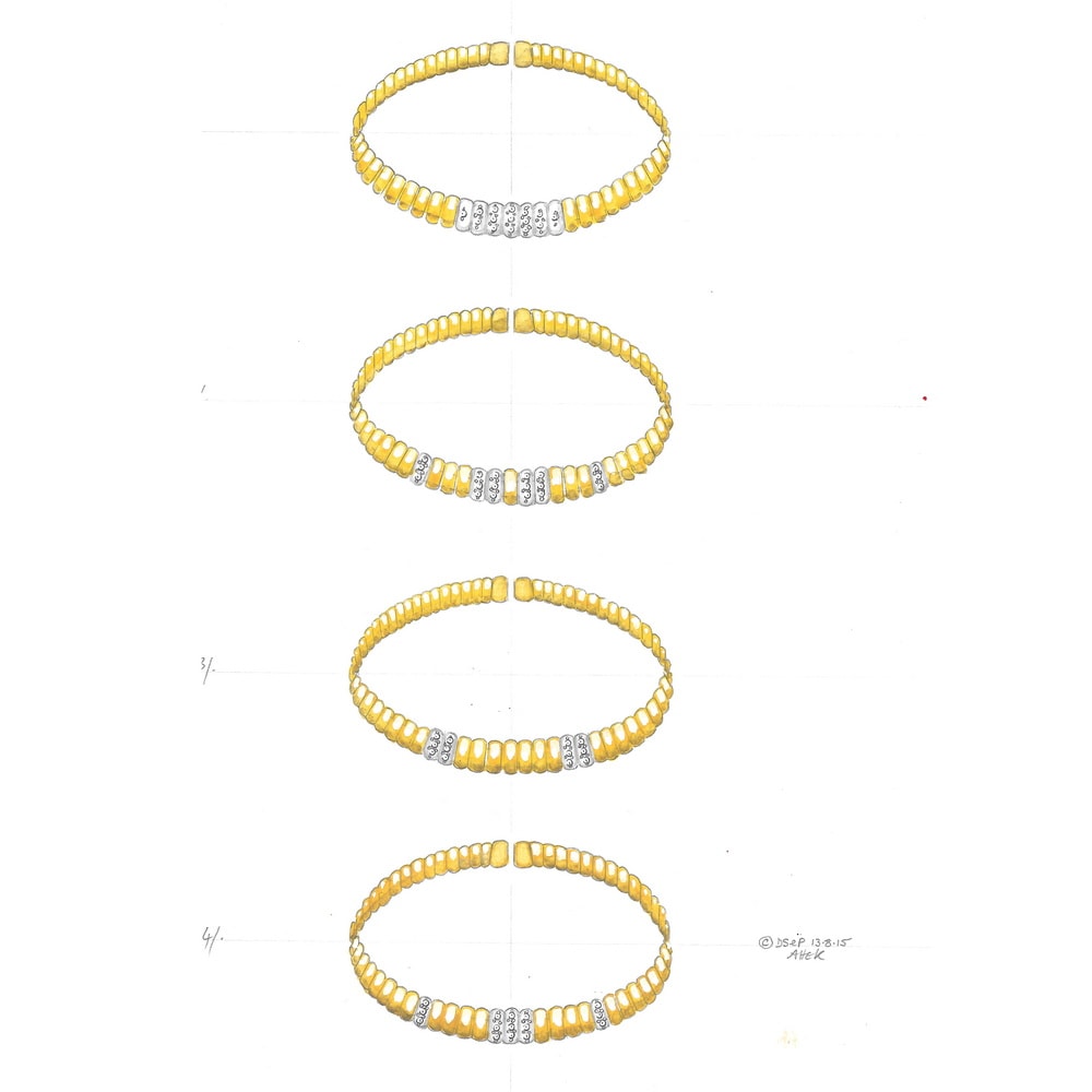 Designs for torque bangles set with diamonds