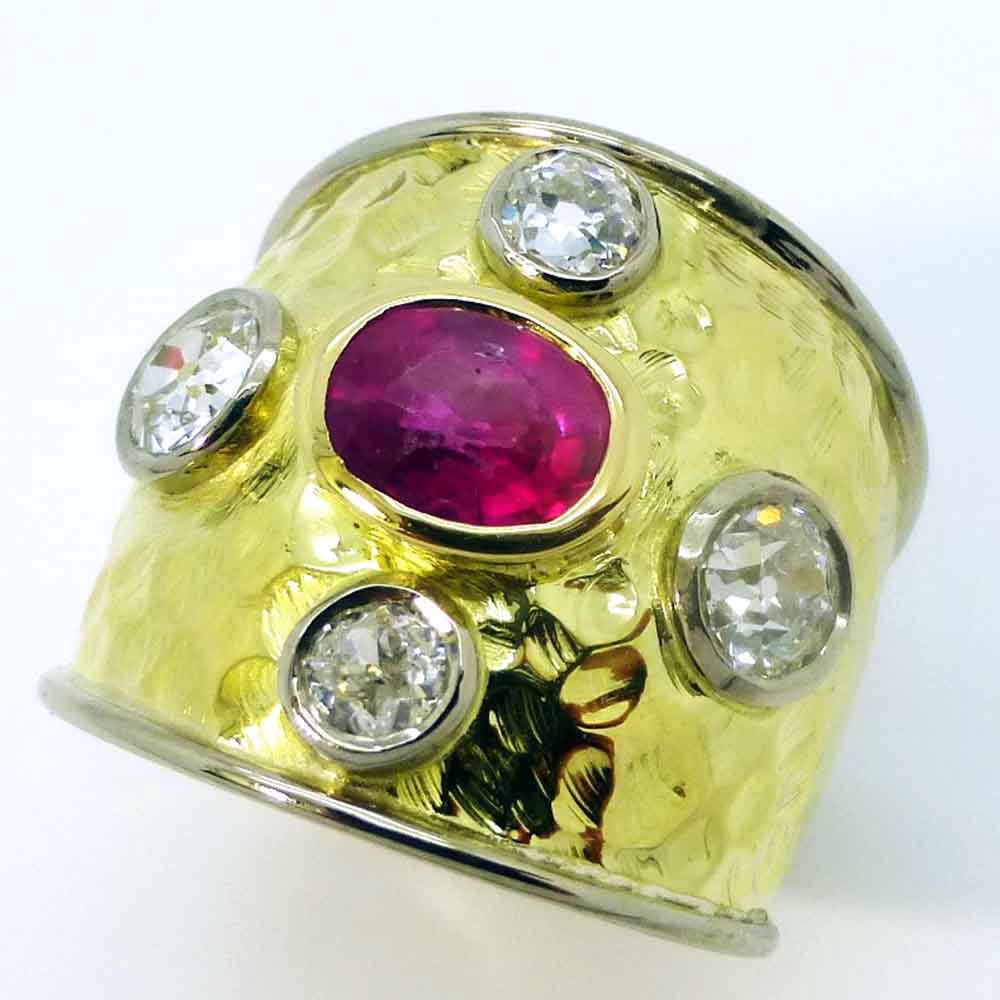 Ruby & diamond Romanesque bombe dress ring