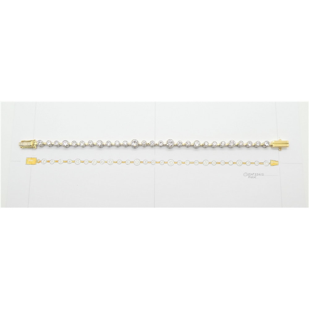 Bespoke diamond line bracelet yellow and white gold