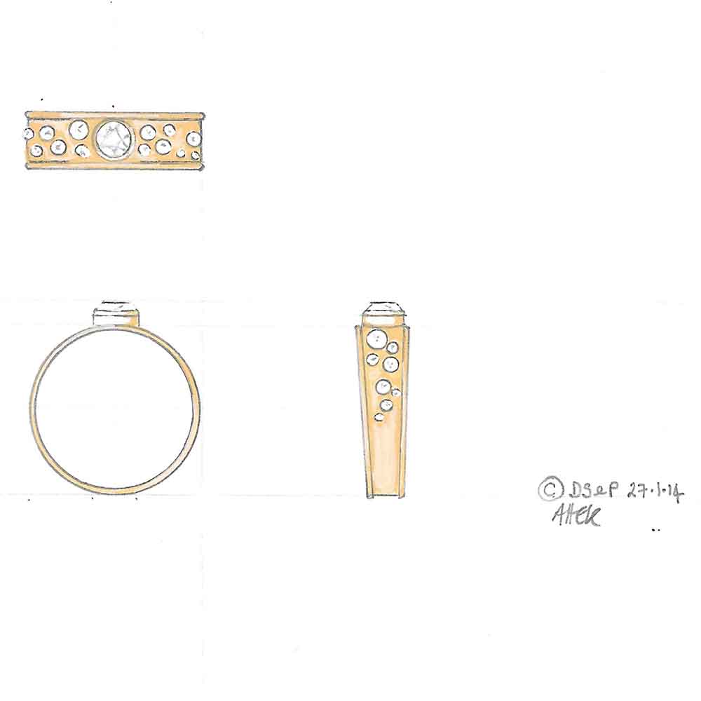Design drawing diamond dress ring