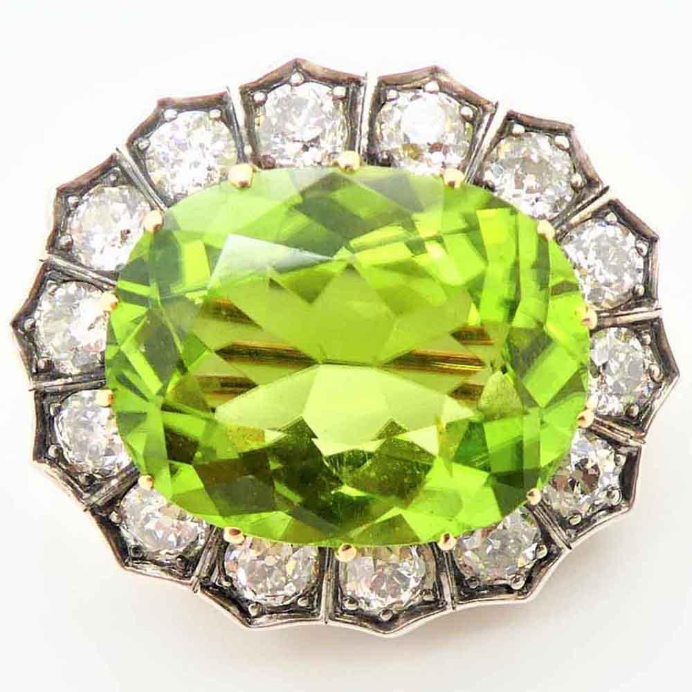 Peridot & diamond cluster dress ring