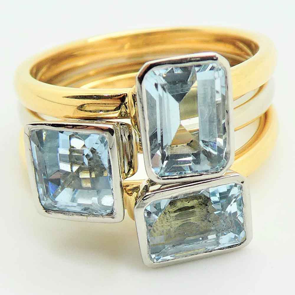 Aquamarine stacking rings