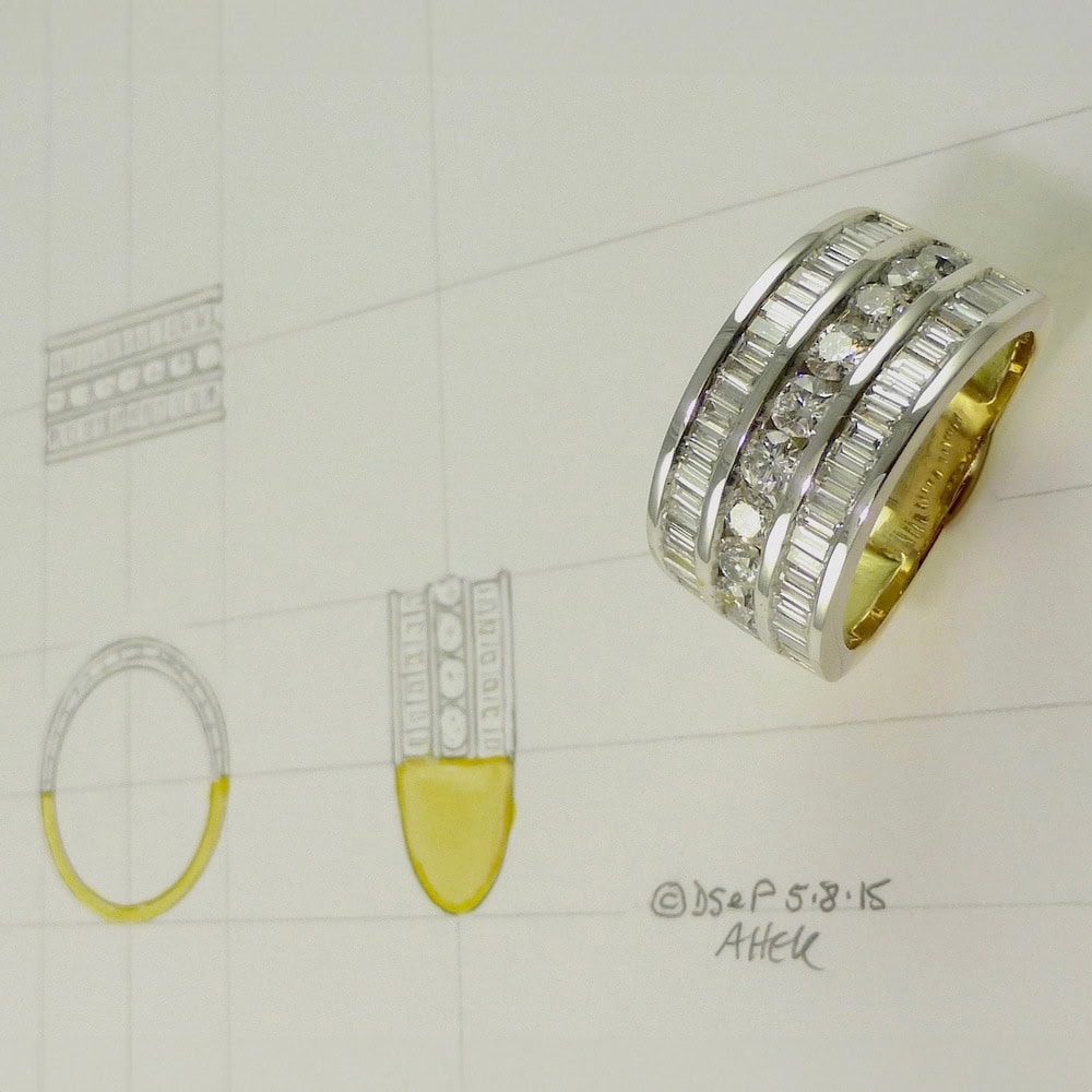 Triple row diamond eternity ring