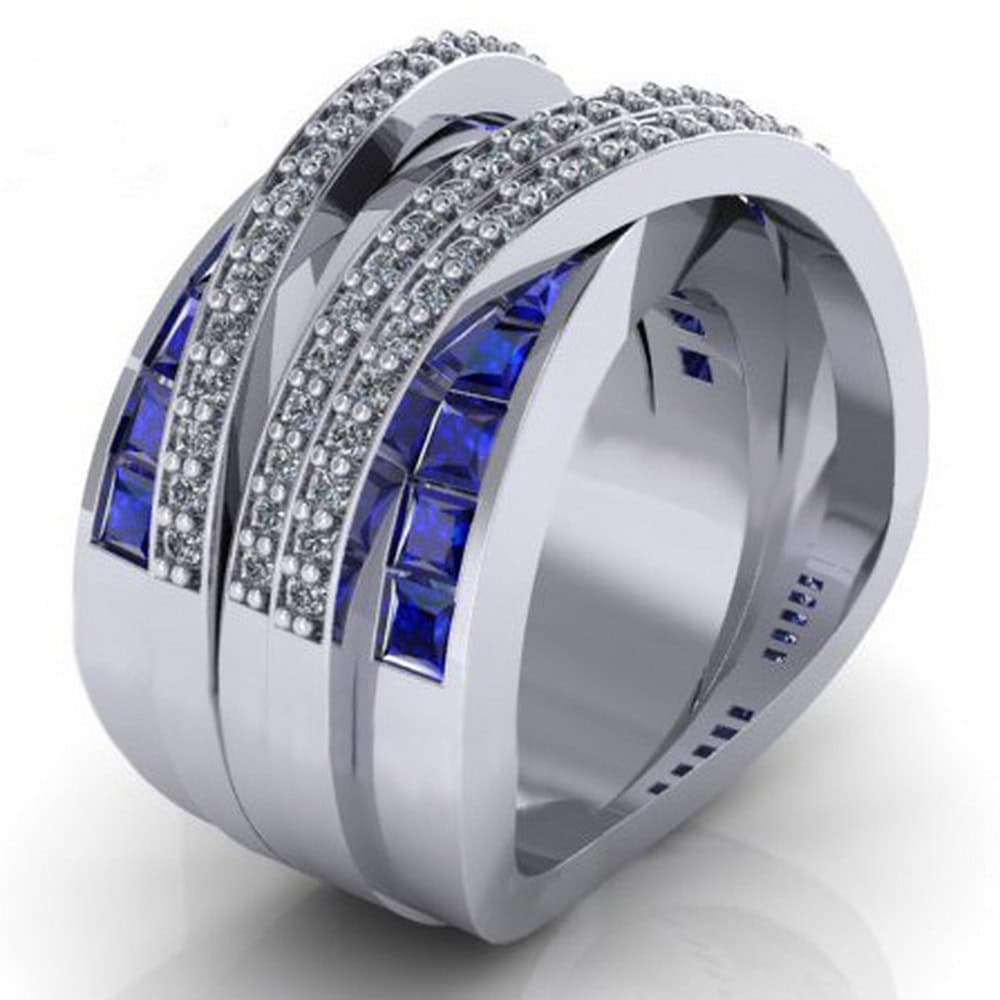 Sapphire & diamond design for cocktail ring