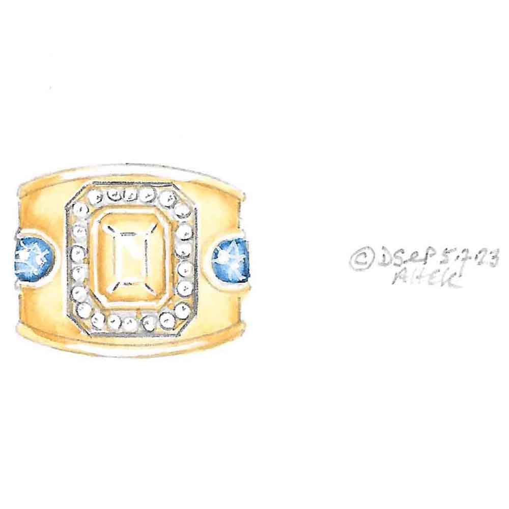 Design drawing citrine diamond & sapphire yellow gold dress ring