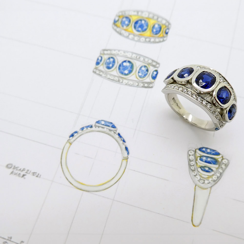 Sapphire & diamond dress ring