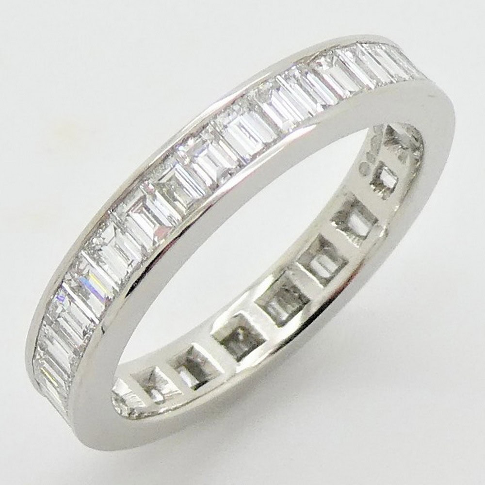 Diamond baguette full eternity ring in platinum