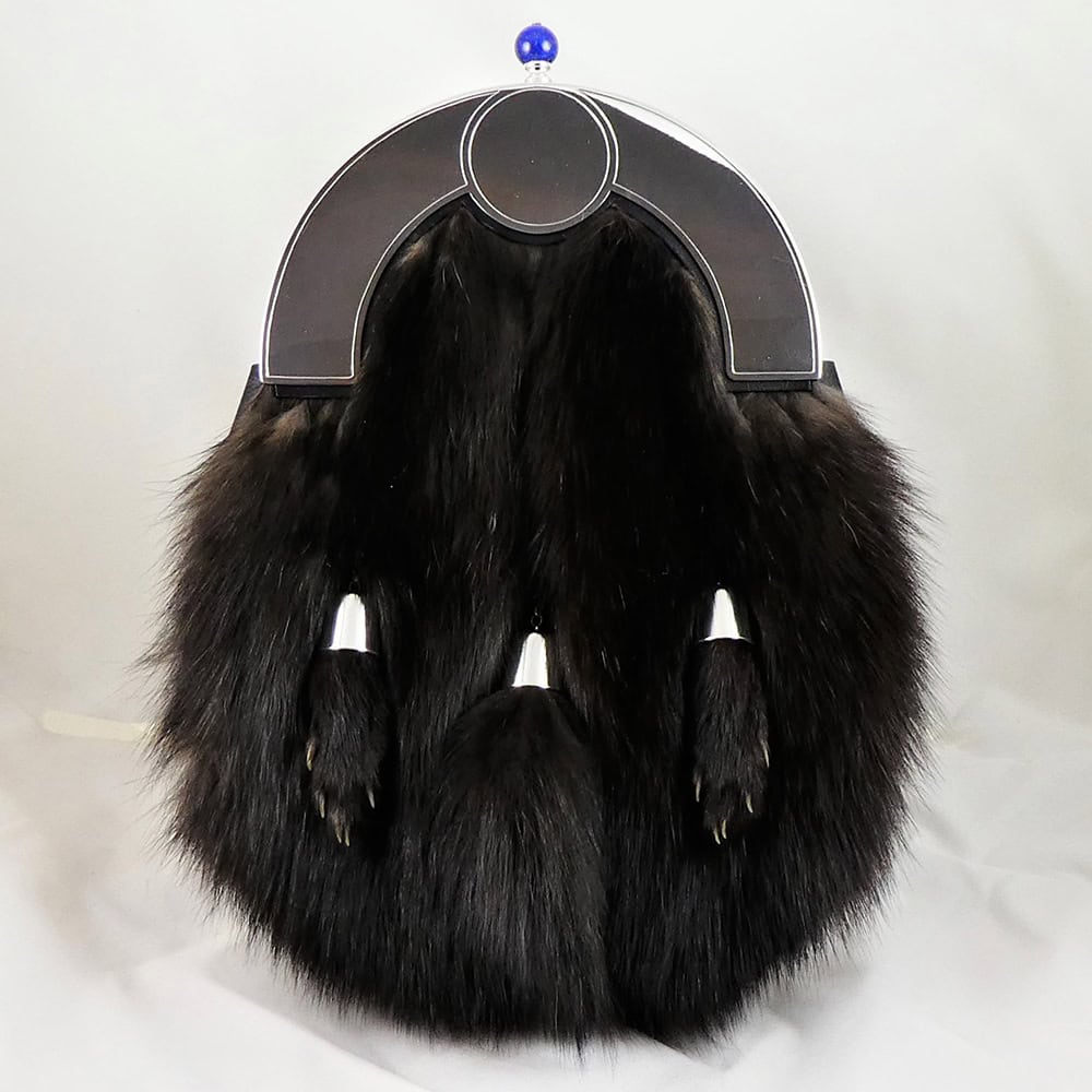 Silver dress sporran silver plain cantle fur pounch
