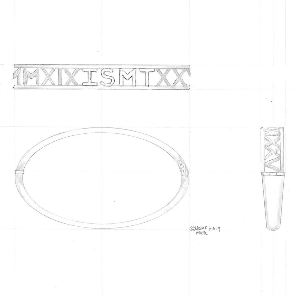 Design drawing silver pierced bangle