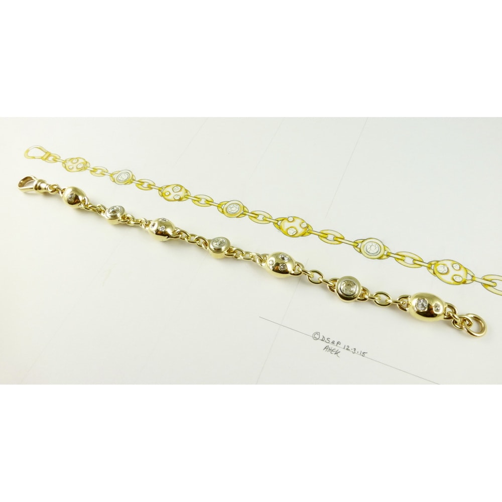 Bespoke diamond set bracelet in 18 carat yellow gold