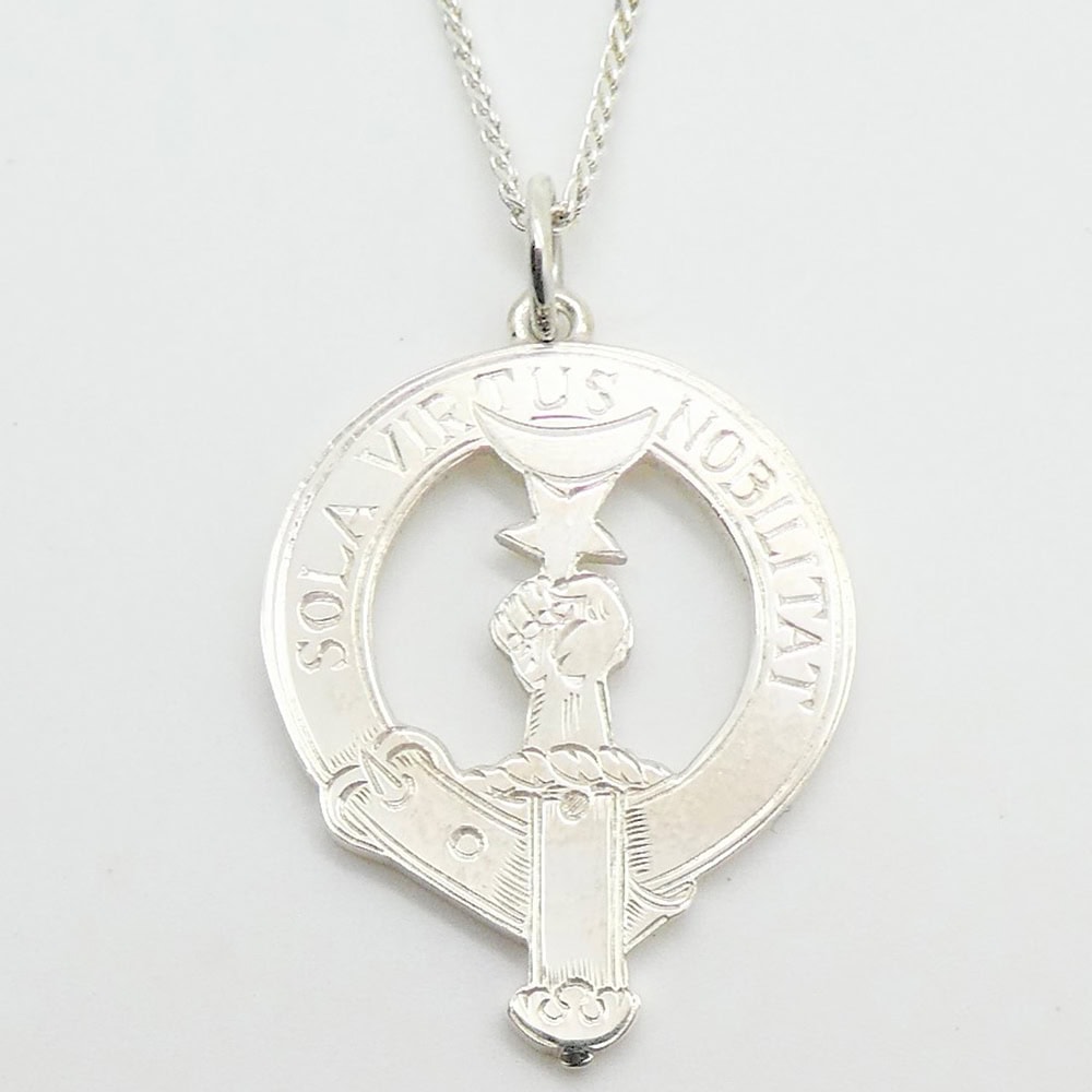 Silver Scottish clan pierced & engraved pendant