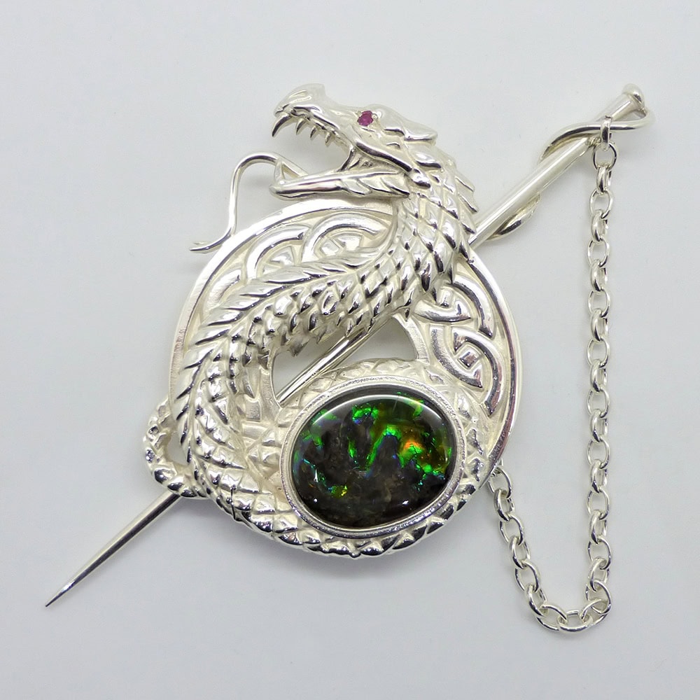 Scottish silver plaid brooch