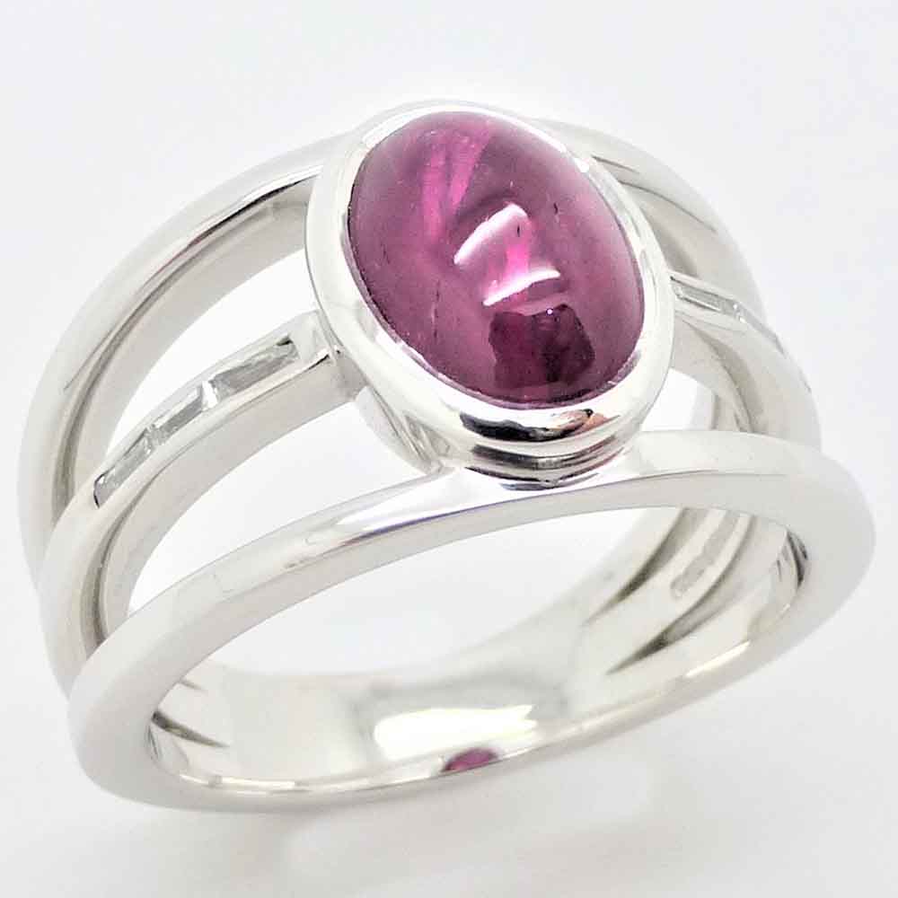 Star ruby & diamond dress ring in platinum
