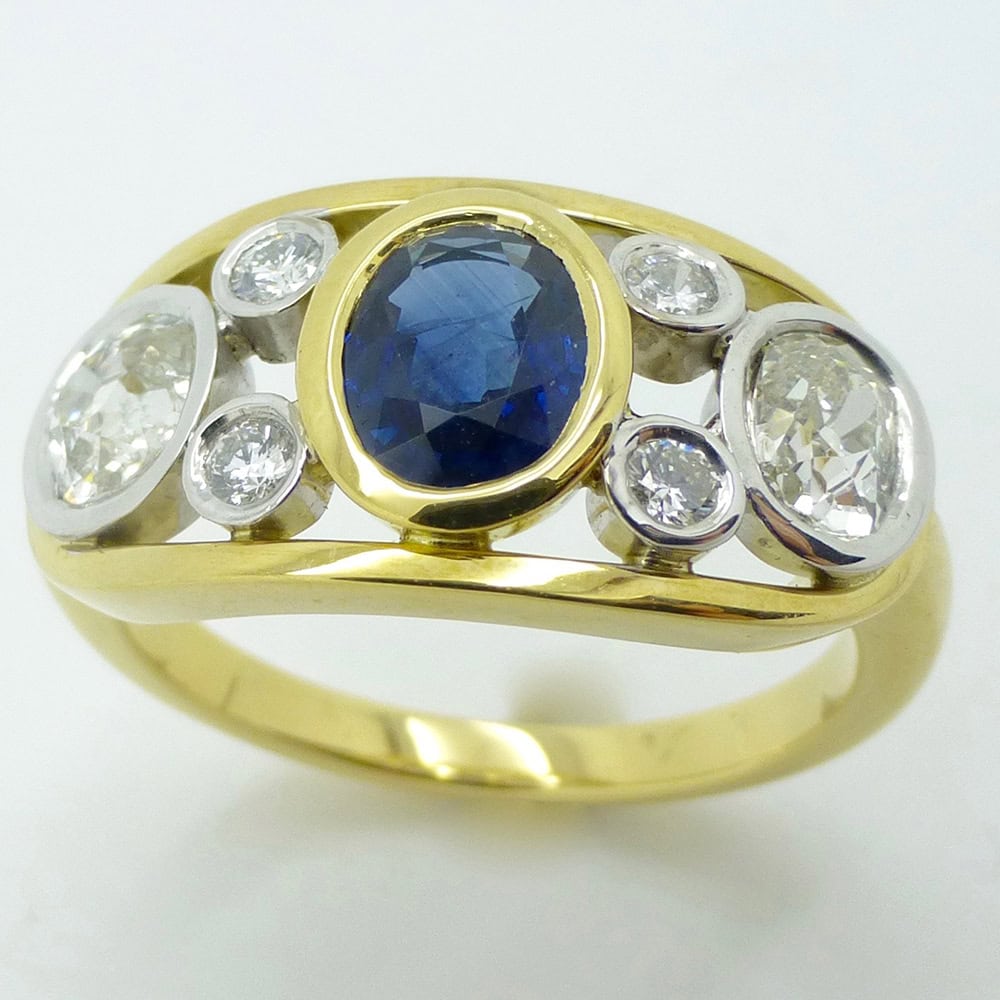 Sapphire & diamond engagement dress ring